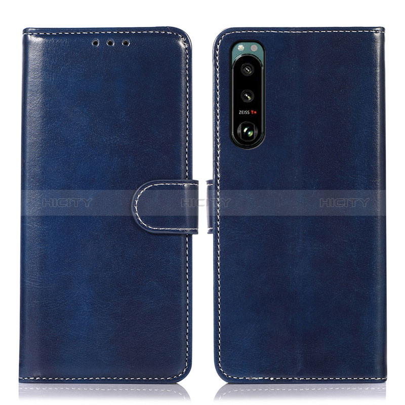 Coque Portefeuille Livre Cuir Etui Clapet D10Y pour Sony Xperia 5 III SO-53B Bleu Plus