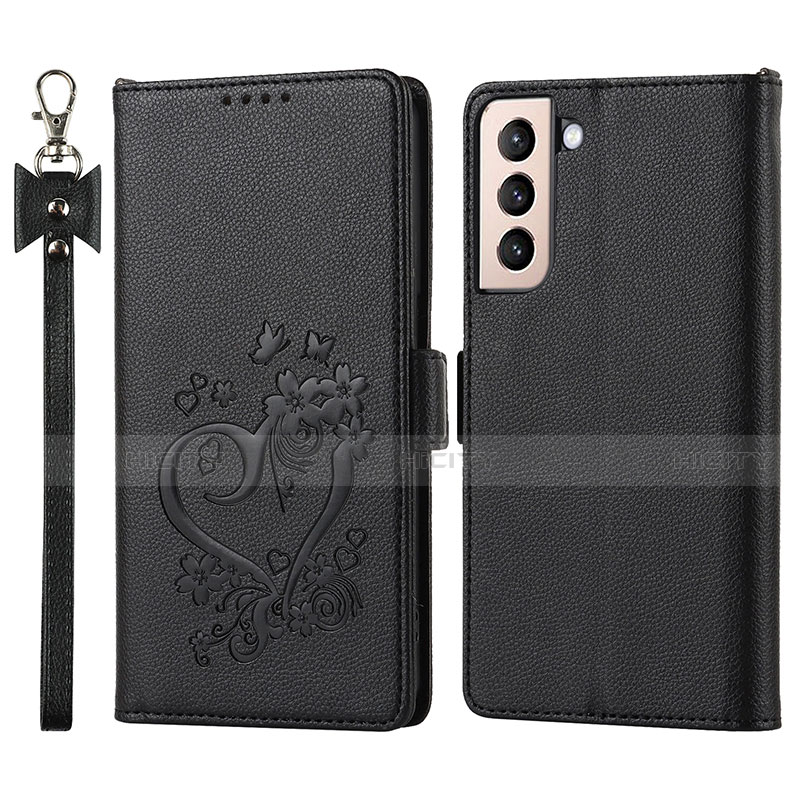 Coque Portefeuille Livre Cuir Etui Clapet D11T pour Samsung Galaxy S21 5G Noir Plus