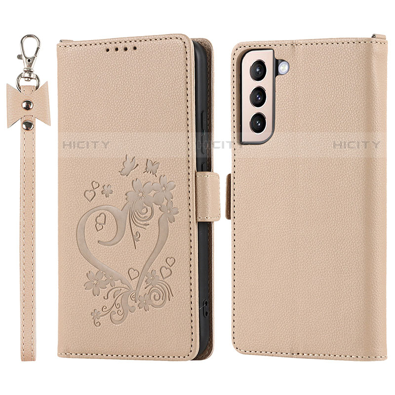 Coque Portefeuille Livre Cuir Etui Clapet D11T pour Samsung Galaxy S22 Plus 5G Or Plus