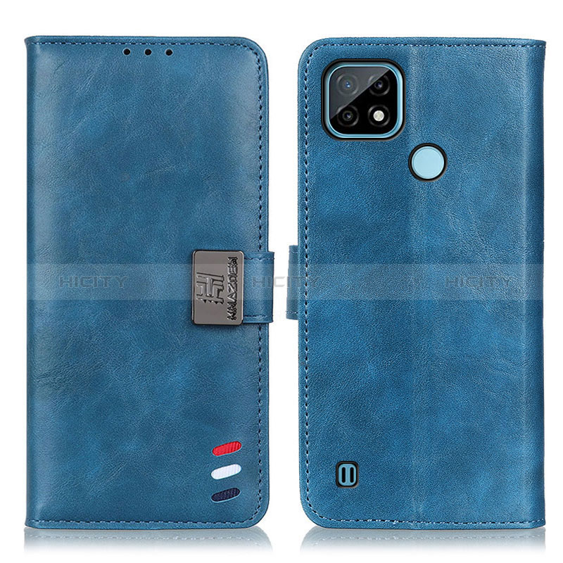 Coque Portefeuille Livre Cuir Etui Clapet D11Y pour Realme C21 Bleu Plus