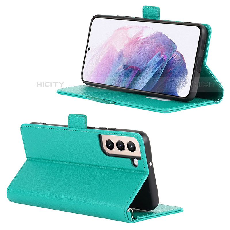 Coque Portefeuille Livre Cuir Etui Clapet D12T pour Samsung Galaxy S21 Plus 5G Vert Plus