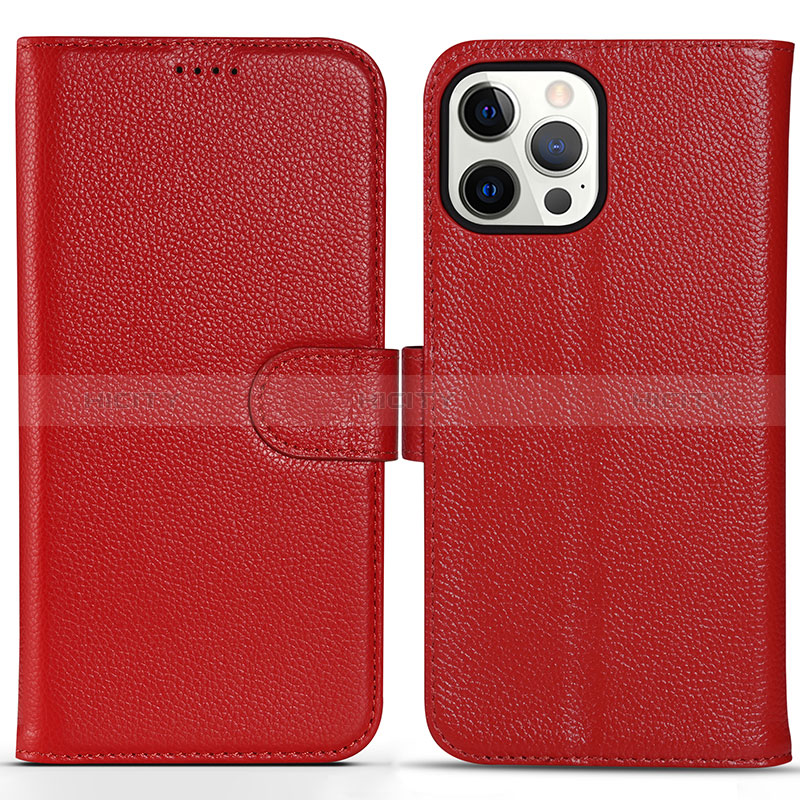 Coque Portefeuille Livre Cuir Etui Clapet DL1 pour Apple iPhone 15 Pro Max Rose Rouge Plus