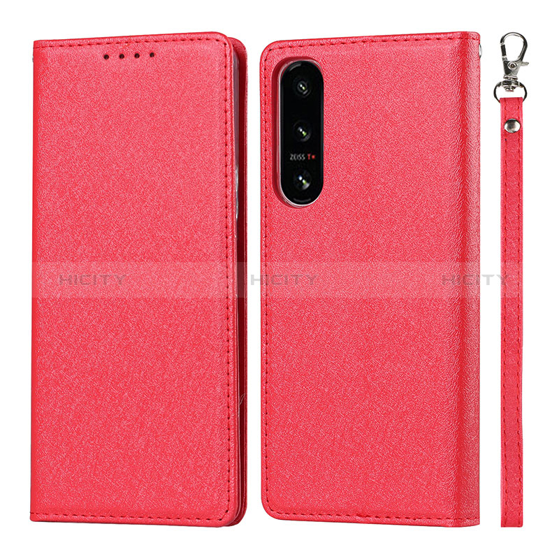 Coque Portefeuille Livre Cuir Etui Clapet DT1 pour Sony Xperia 5 IV Rouge Plus