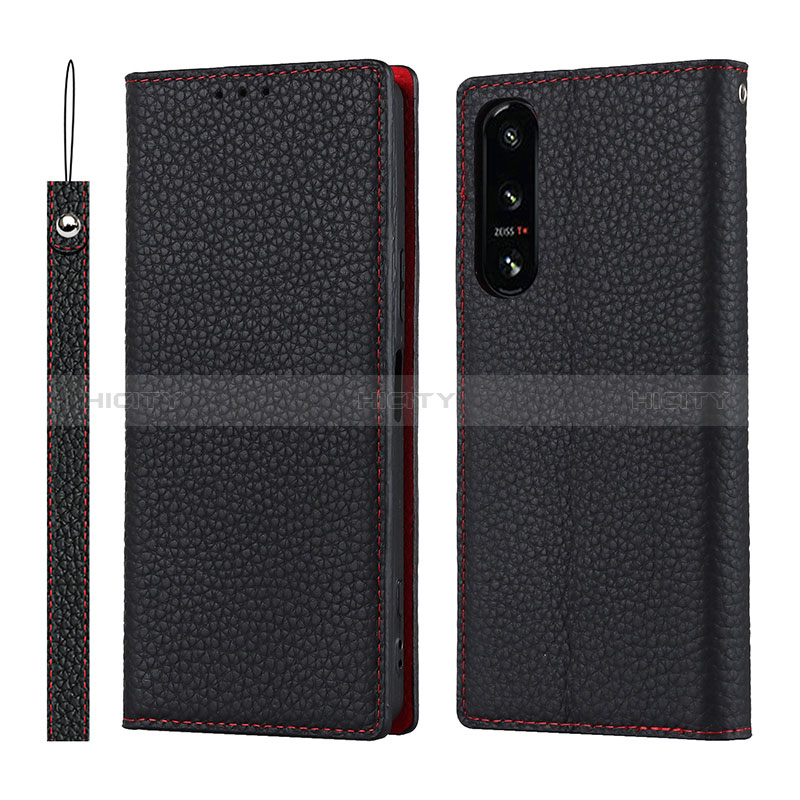 Coque Portefeuille Livre Cuir Etui Clapet DT2 pour Sony Xperia 5 IV Noir Plus