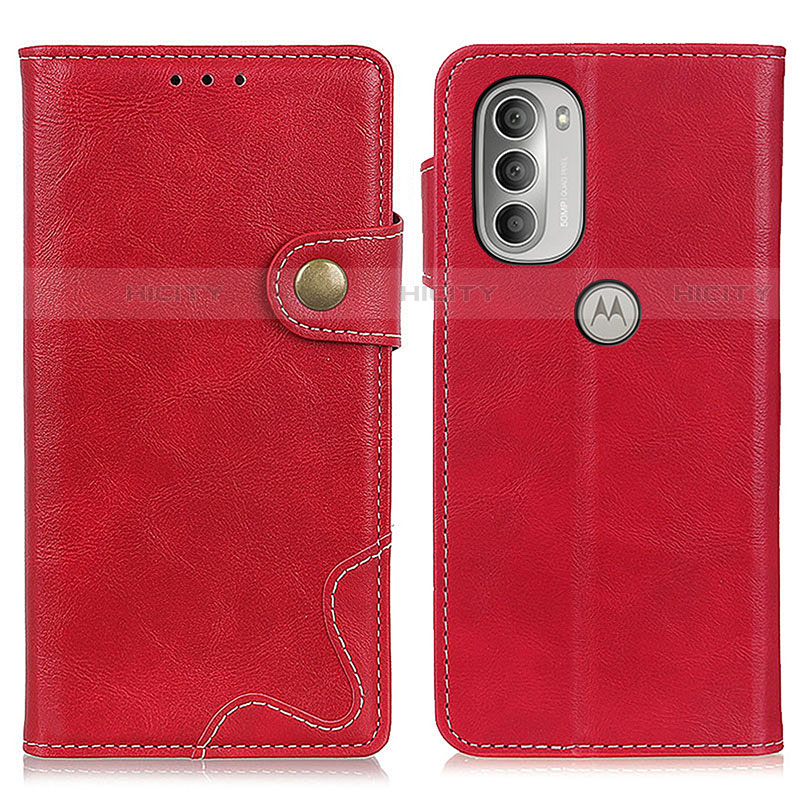 Coque Portefeuille Livre Cuir Etui Clapet DY01 pour Motorola Moto G51 5G Rouge Plus