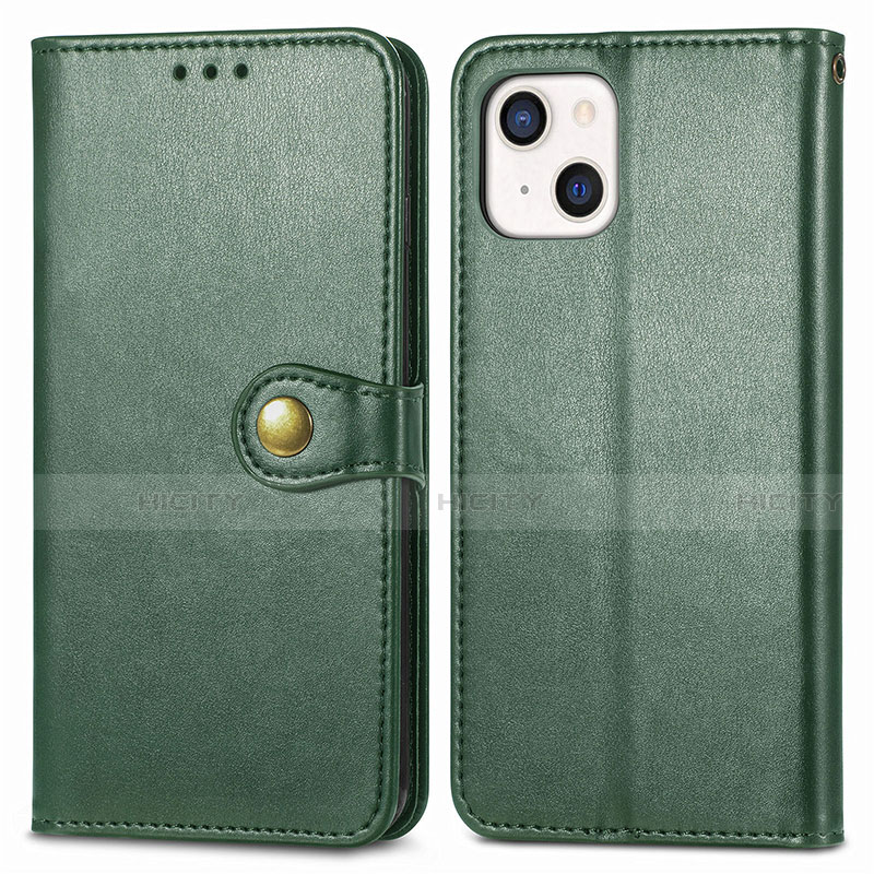 Coque Portefeuille Livre Cuir Etui Clapet F01 pour Apple iPhone 13 Vert Plus