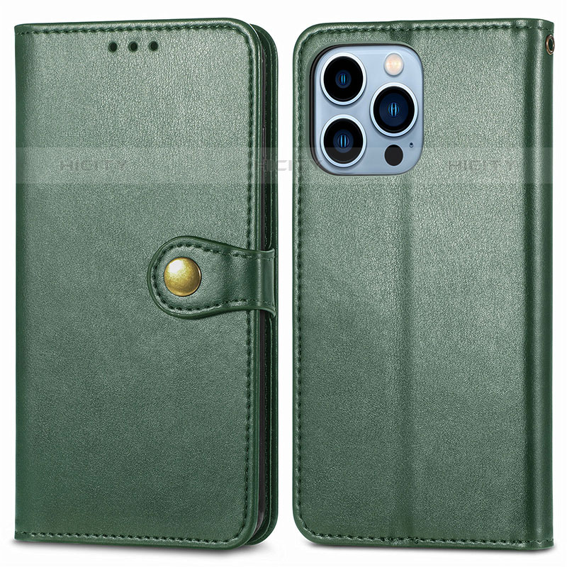 Coque Portefeuille Livre Cuir Etui Clapet F01 pour Apple iPhone 16 Pro Max Vert Plus