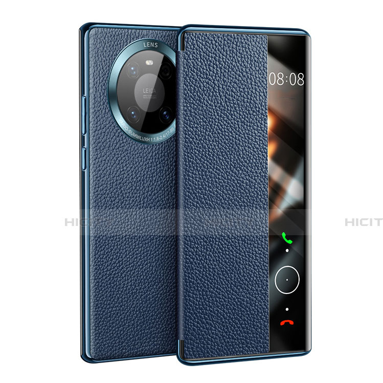 Coque Portefeuille Livre Cuir Etui Clapet F01 pour Huawei Mate 40 Bleu Plus