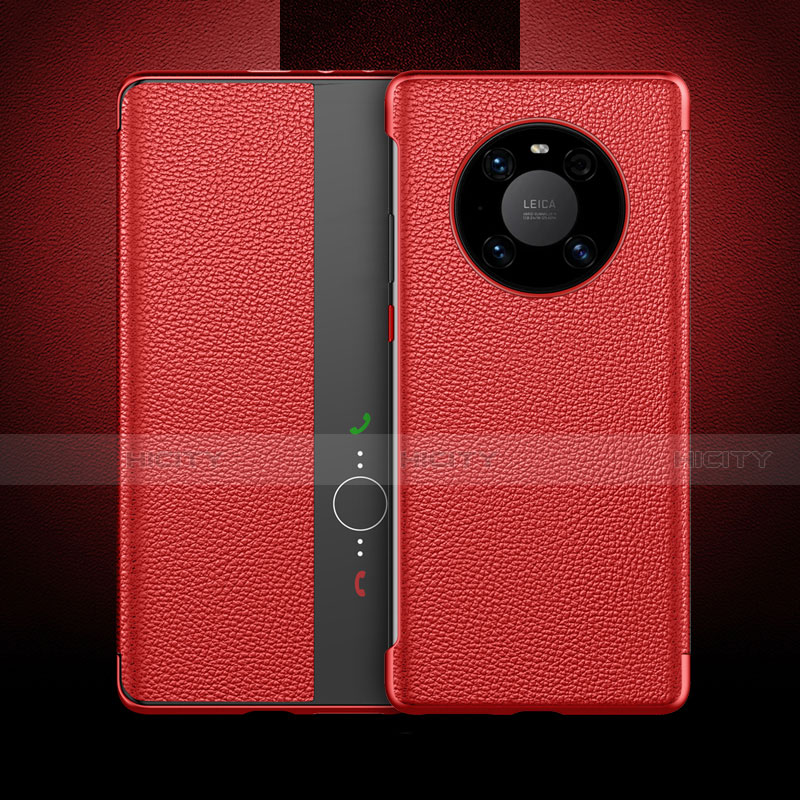 Coque Portefeuille Livre Cuir Etui Clapet F01 pour Huawei Mate 40E Pro 4G Rouge Plus