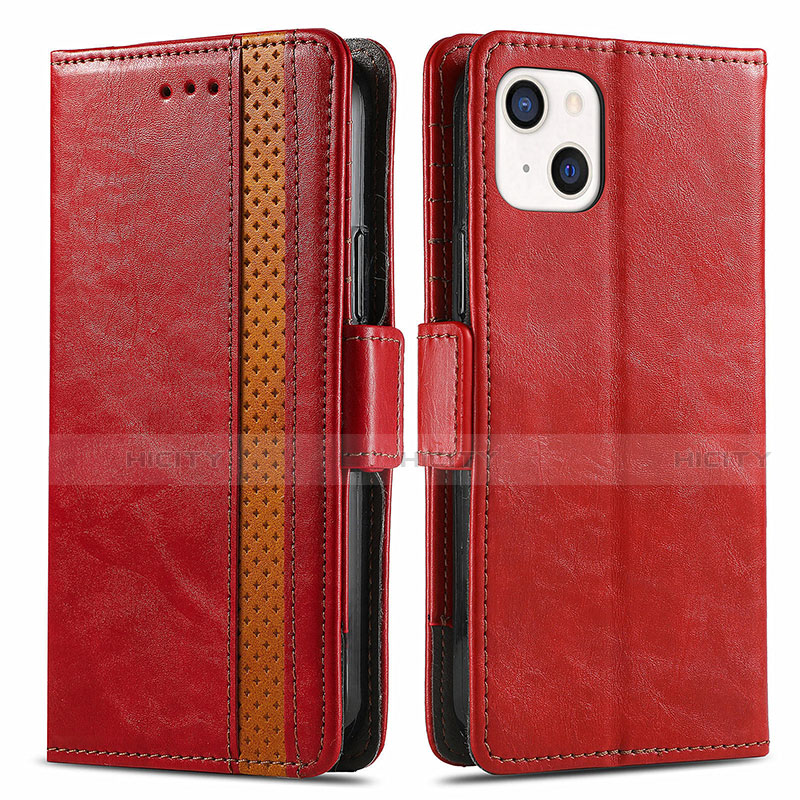 Coque Portefeuille Livre Cuir Etui Clapet F03 pour Apple iPhone 14 Rouge Plus