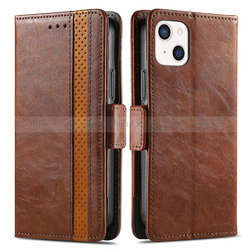 Coque Portefeuille Livre Cuir Etui Clapet F03 pour Apple iPhone 15 Marron Plus