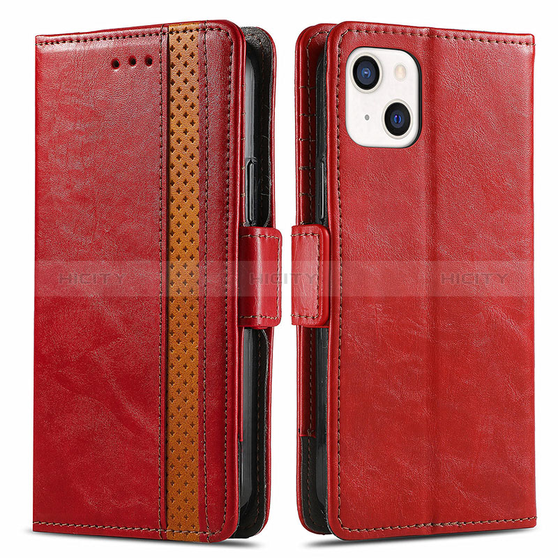 Coque Portefeuille Livre Cuir Etui Clapet F03 pour Apple iPhone 15 Rouge Plus