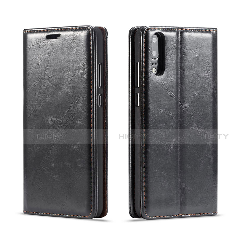 Coque Portefeuille Livre Cuir Etui Clapet G01 pour Huawei P20 Noir Plus