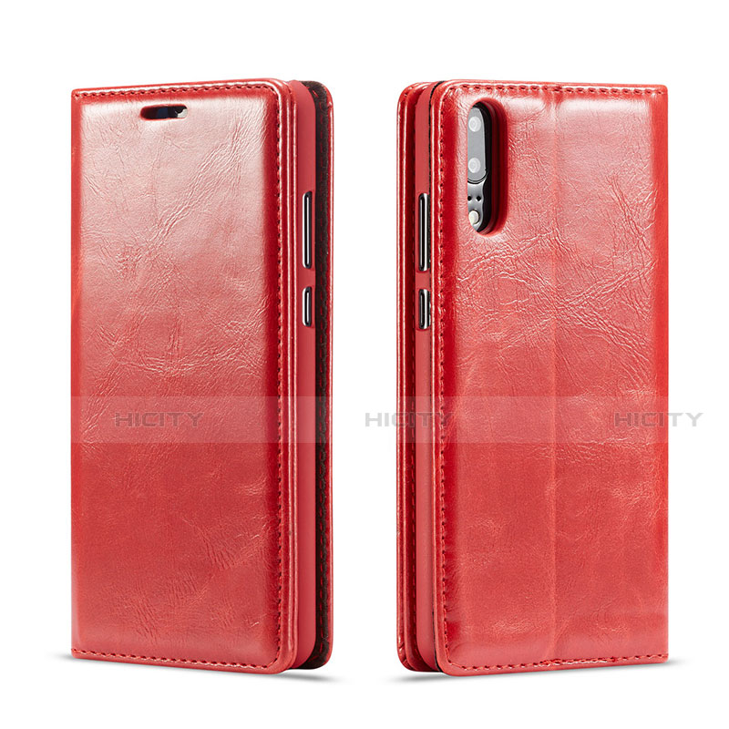 Coque Portefeuille Livre Cuir Etui Clapet G01 pour Huawei P20 Rouge Plus