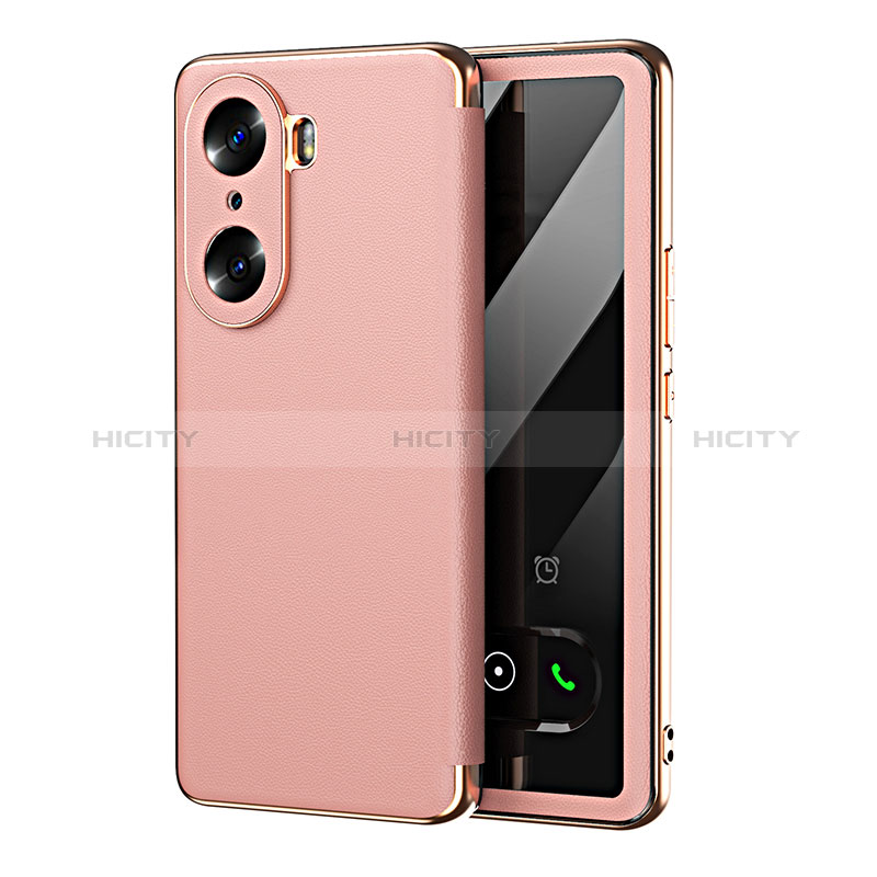 Coque Portefeuille Livre Cuir Etui Clapet GS1 pour Huawei Honor 60 Pro 5G Or Rose Plus