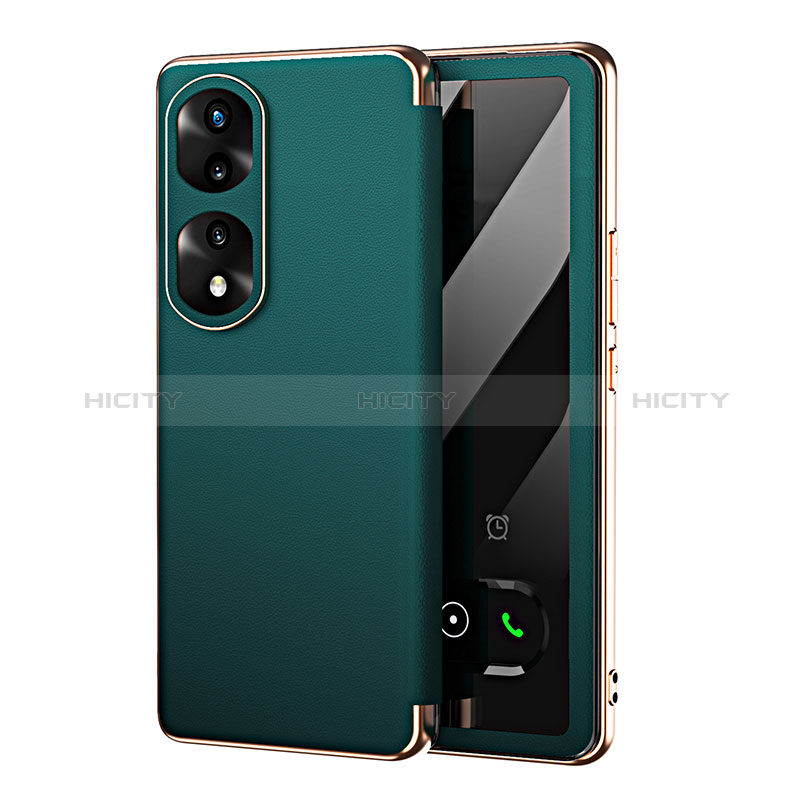 Coque Portefeuille Livre Cuir Etui Clapet GS1 pour Huawei Honor 70 Pro 5G Vert Plus