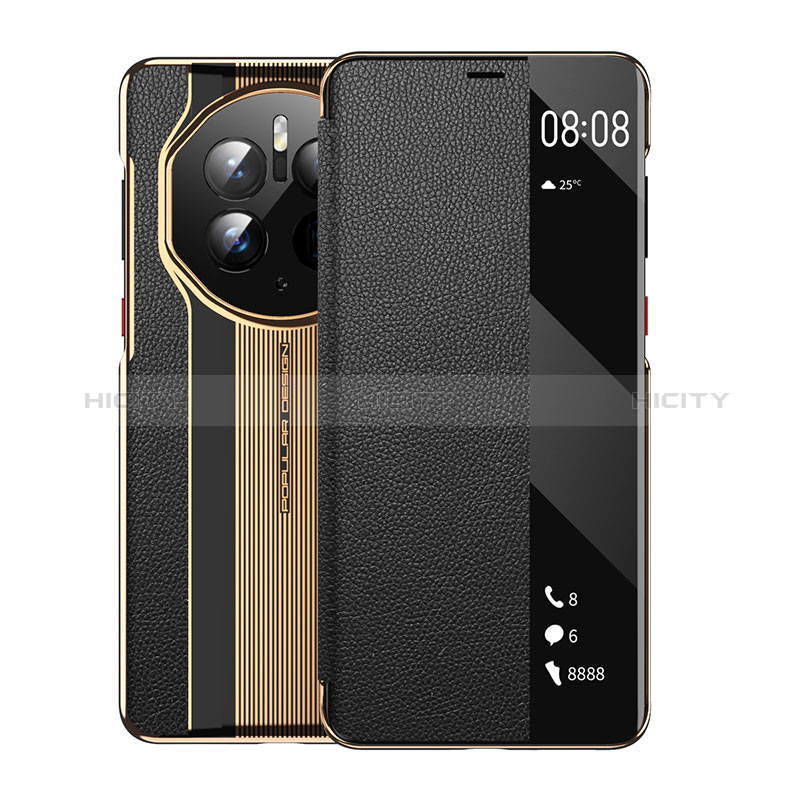 Coque Portefeuille Livre Cuir Etui Clapet GS2 pour Huawei Mate 50 Pro Noir Plus