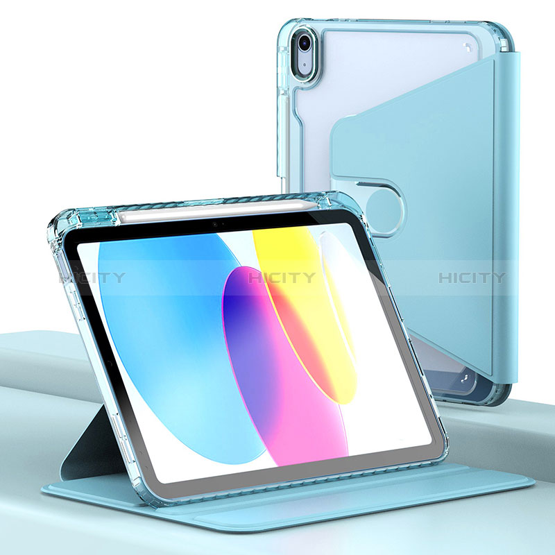 Coque Portefeuille Livre Cuir Etui Clapet H01 pour Apple iPad 10.9 (2022) Bleu Clair Plus