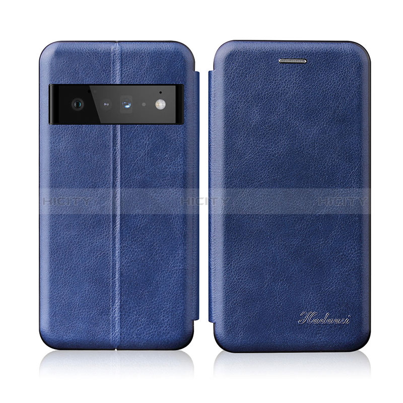 Coque Portefeuille Livre Cuir Etui Clapet H01D pour Google Pixel 6 Pro 5G Bleu Plus