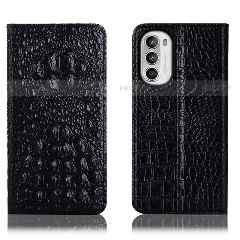 Coque Portefeuille Livre Cuir Etui Clapet H01P pour Motorola Moto Edge (2022) 5G Noir Plus