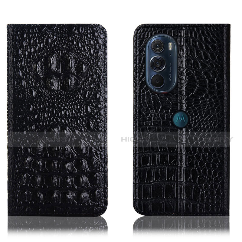 Coque Portefeuille Livre Cuir Etui Clapet H01P pour Motorola Moto Edge 30 Pro 5G Noir Plus