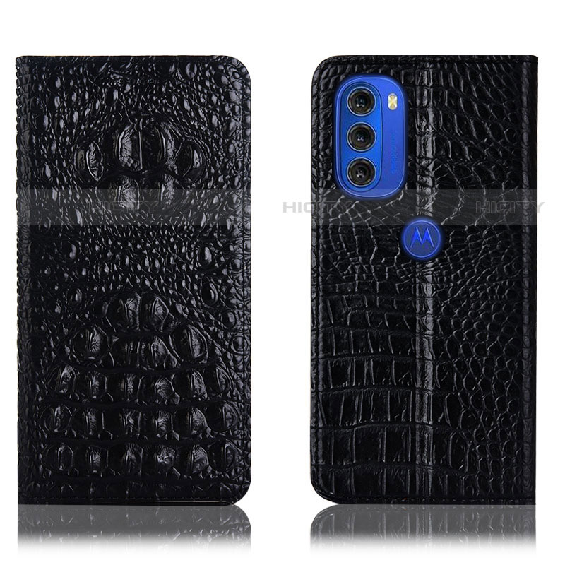 Coque Portefeuille Livre Cuir Etui Clapet H01P pour Motorola Moto G51 5G Noir Plus