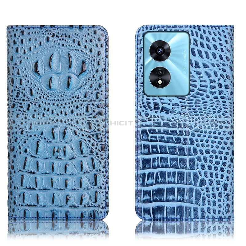 Coque Portefeuille Livre Cuir Etui Clapet H01P pour Oppo A1 Pro 5G Bleu Ciel Plus