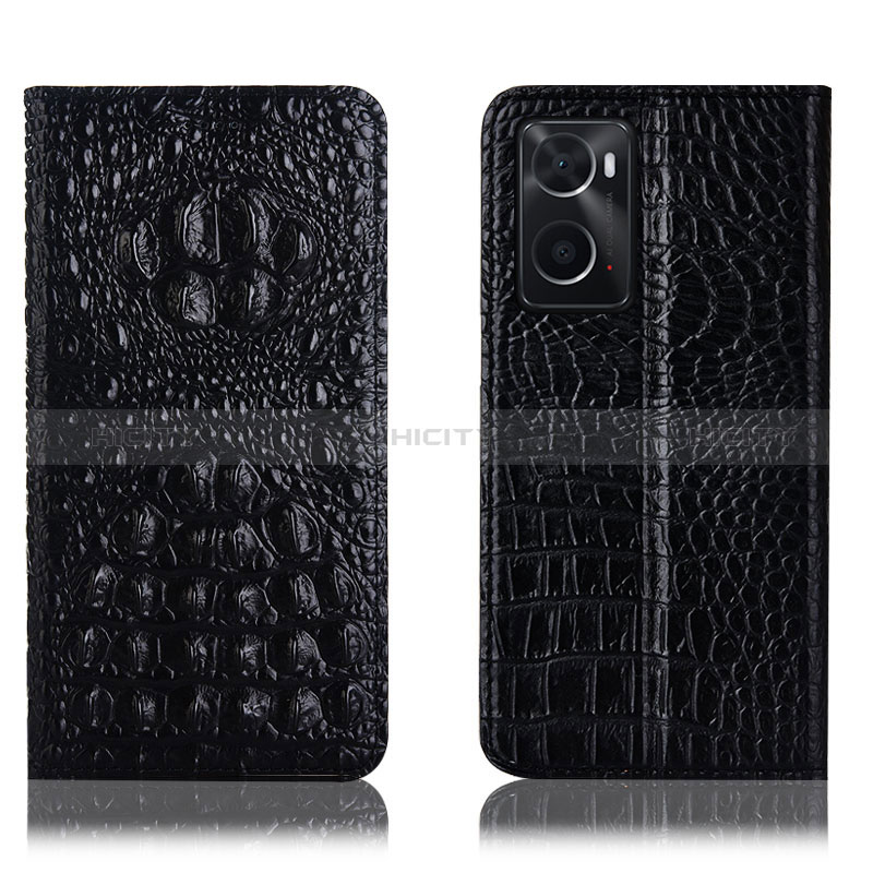 Coque Portefeuille Livre Cuir Etui Clapet H01P pour Oppo A76 Noir Plus