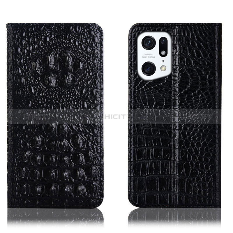 Coque Portefeuille Livre Cuir Etui Clapet H01P pour Oppo Find X5 5G Noir Plus