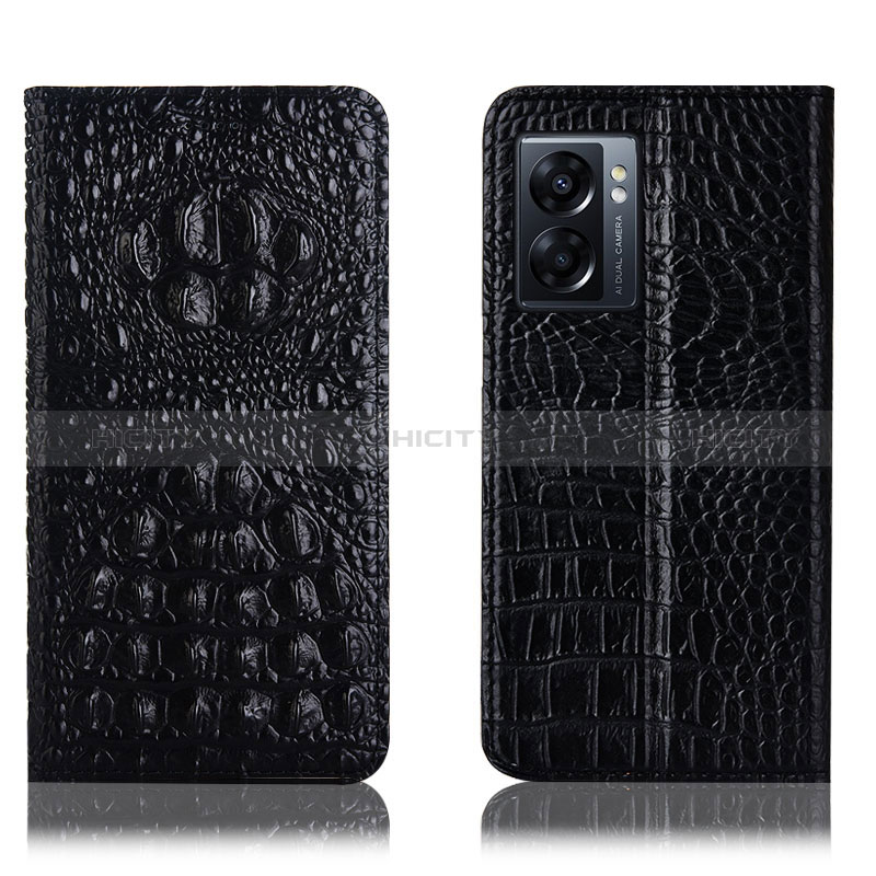 Coque Portefeuille Livre Cuir Etui Clapet H01P pour Oppo K10 5G India Noir Plus