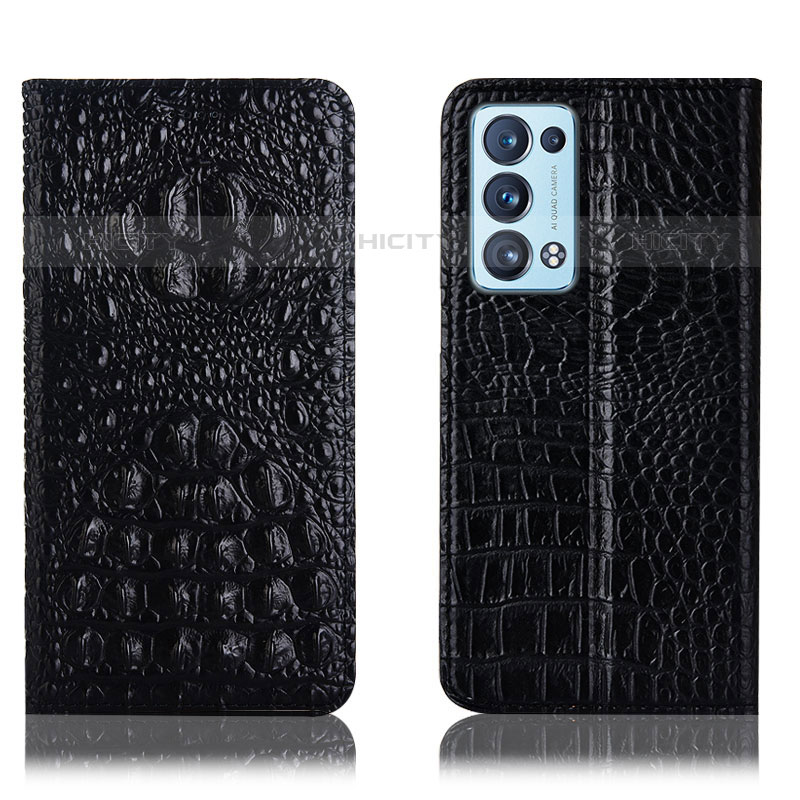 Coque Portefeuille Livre Cuir Etui Clapet H01P pour Oppo Reno6 Pro 5G Noir Plus