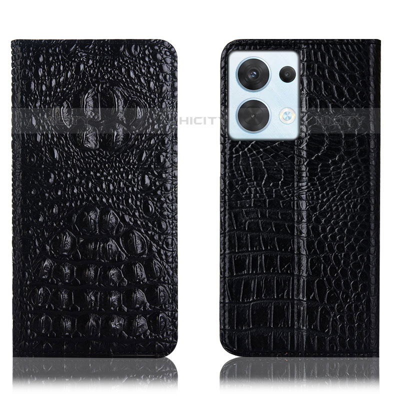 Coque Portefeuille Livre Cuir Etui Clapet H01P pour Oppo Reno9 Pro 5G Noir Plus