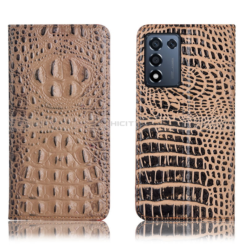 Coque Portefeuille Livre Cuir Etui Clapet H01P pour Realme 9 SE 5G Kaki Plus