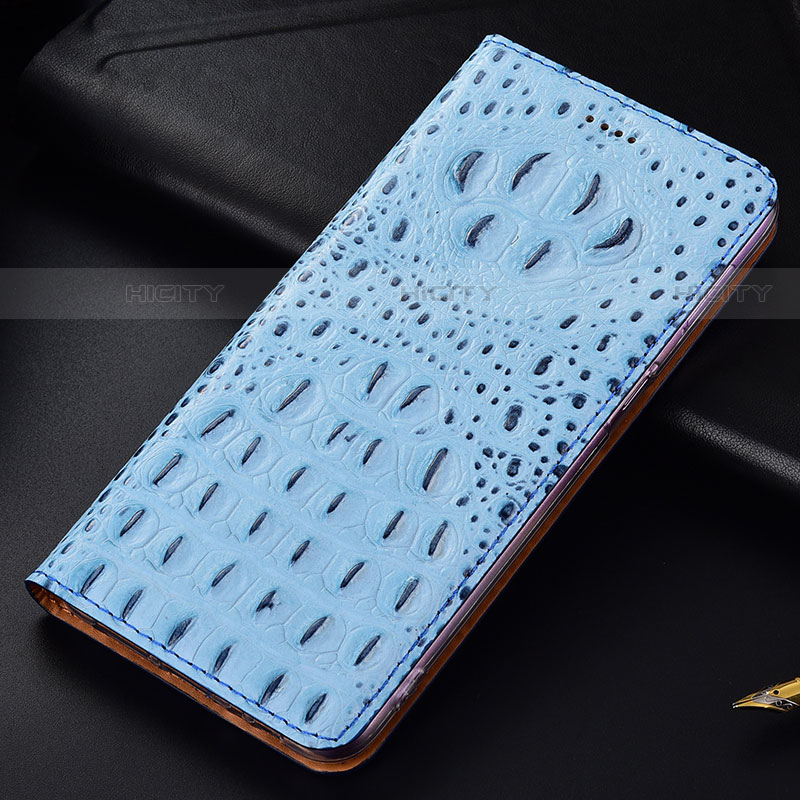 Coque Portefeuille Livre Cuir Etui Clapet H01P pour Samsung Galaxy S21 5G Bleu Ciel Plus