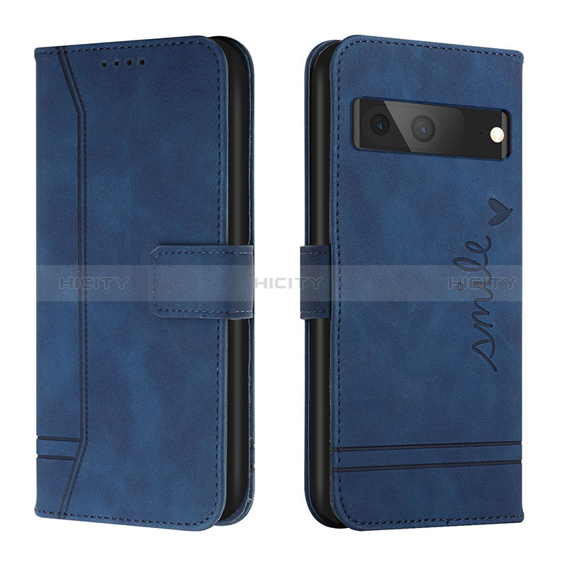 Coque Portefeuille Livre Cuir Etui Clapet H01X pour Google Pixel 7 5G Bleu Plus