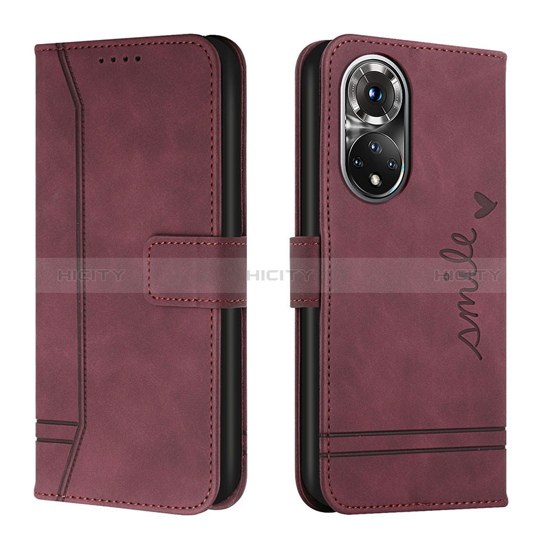 Coque Portefeuille Livre Cuir Etui Clapet H01X pour Huawei Honor 50 5G Rouge Plus