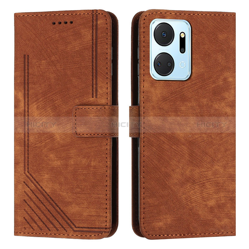 Coque Portefeuille Livre Cuir Etui Clapet H01X pour Huawei Honor X7a Marron Plus