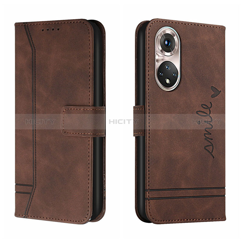 Coque Portefeuille Livre Cuir Etui Clapet H01X pour Huawei P50 Marron Plus