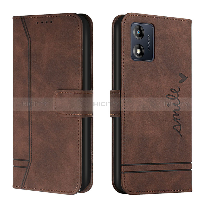 Coque Portefeuille Livre Cuir Etui Clapet H01X pour Motorola Moto E13 Marron Plus