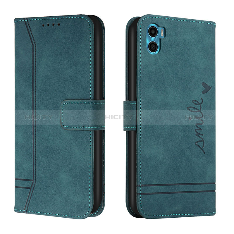 Coque Portefeuille Livre Cuir Etui Clapet H01X pour Motorola Moto E22S Vert Plus