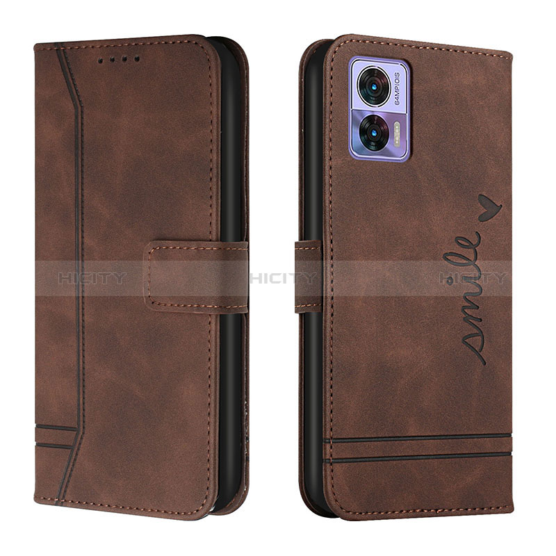 Coque Portefeuille Livre Cuir Etui Clapet H01X pour Motorola Moto Edge 30 Lite 5G Marron Plus