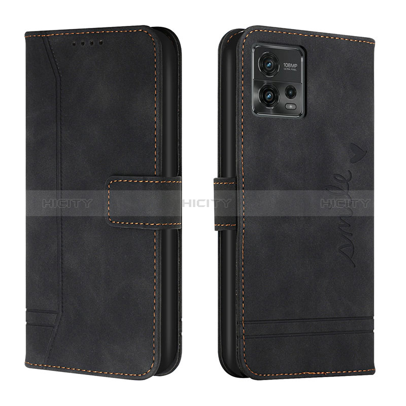 Coque Portefeuille Livre Cuir Etui Clapet H01X pour Motorola Moto G72 Noir Plus