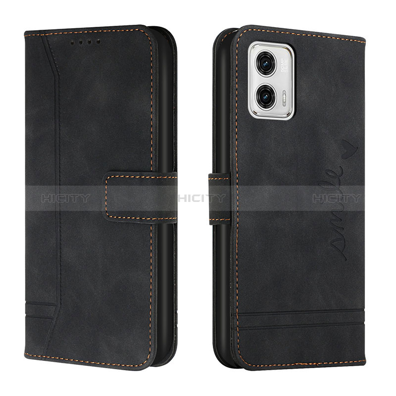 Coque Portefeuille Livre Cuir Etui Clapet H01X pour Motorola Moto G73 5G Noir Plus