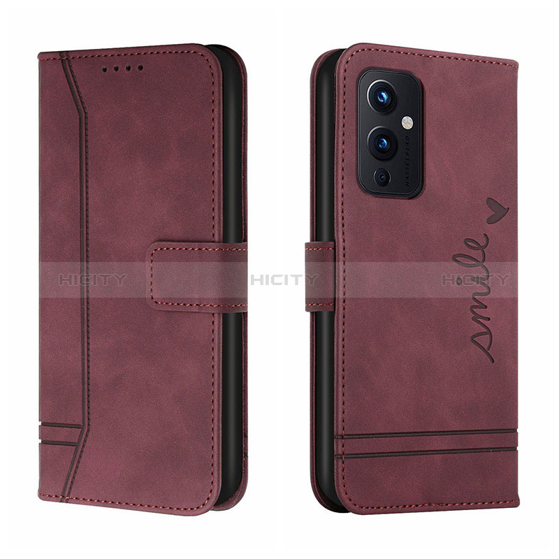 Coque Portefeuille Livre Cuir Etui Clapet H01X pour OnePlus 9 5G Rouge Plus