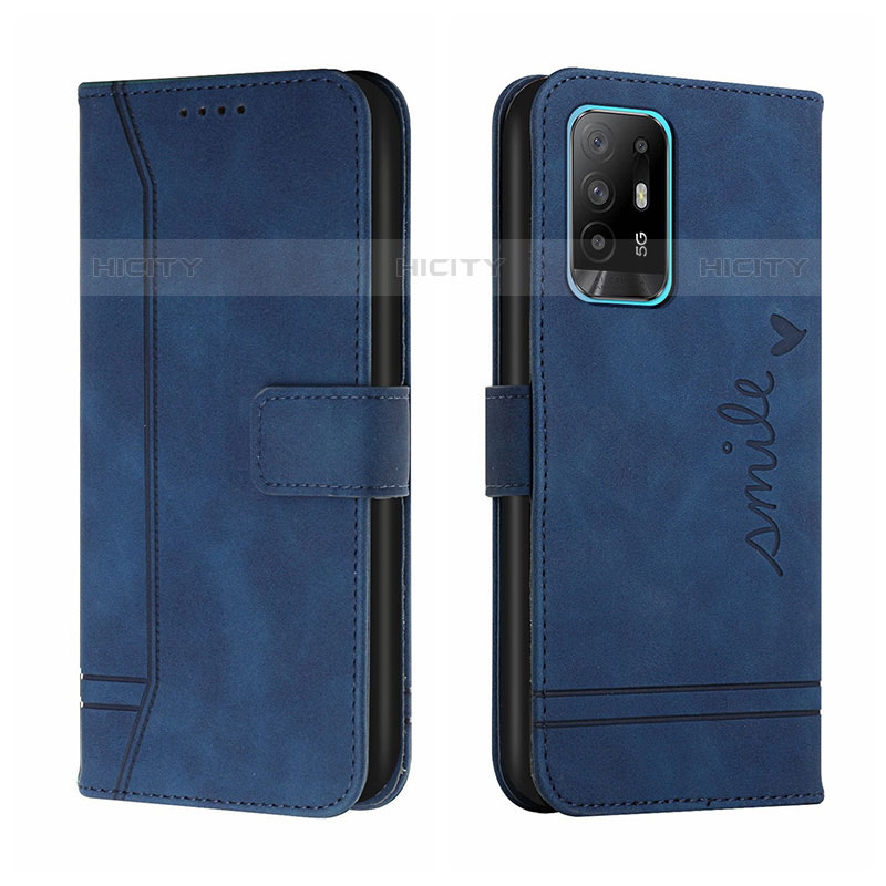 Coque Portefeuille Livre Cuir Etui Clapet H01X pour Oppo A94 5G Bleu Plus