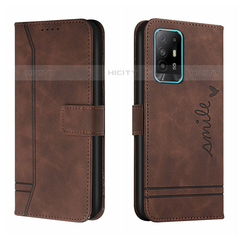 Coque Portefeuille Livre Cuir Etui Clapet H01X pour Oppo A95 5G Marron Plus