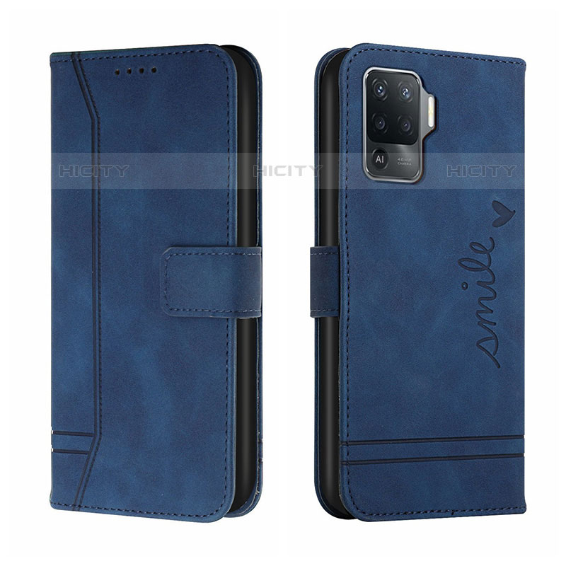 Coque Portefeuille Livre Cuir Etui Clapet H01X pour Oppo F19 Pro Bleu Plus