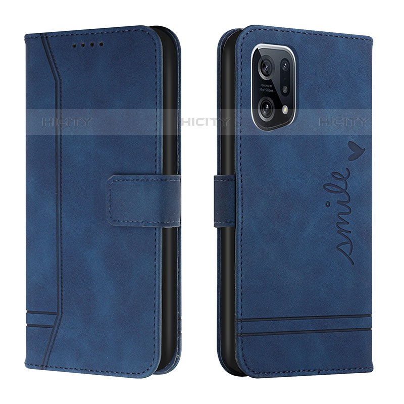 Coque Portefeuille Livre Cuir Etui Clapet H01X pour Oppo Find X5 Pro 5G Bleu Plus