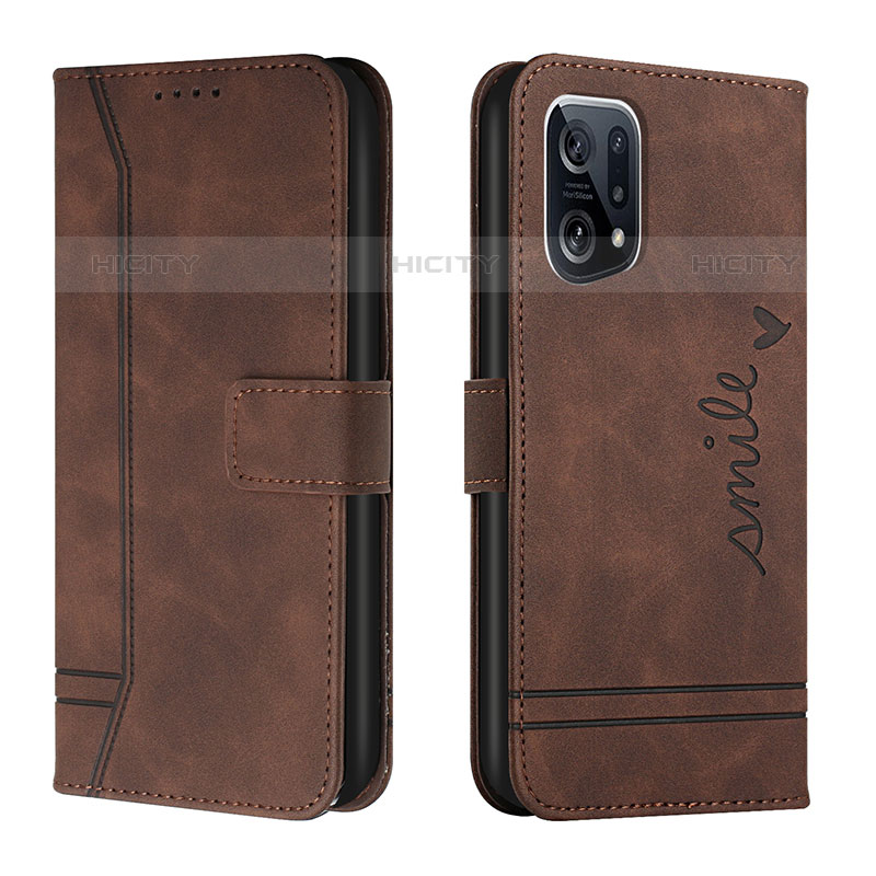 Coque Portefeuille Livre Cuir Etui Clapet H01X pour Oppo Find X5 Pro 5G Marron Plus