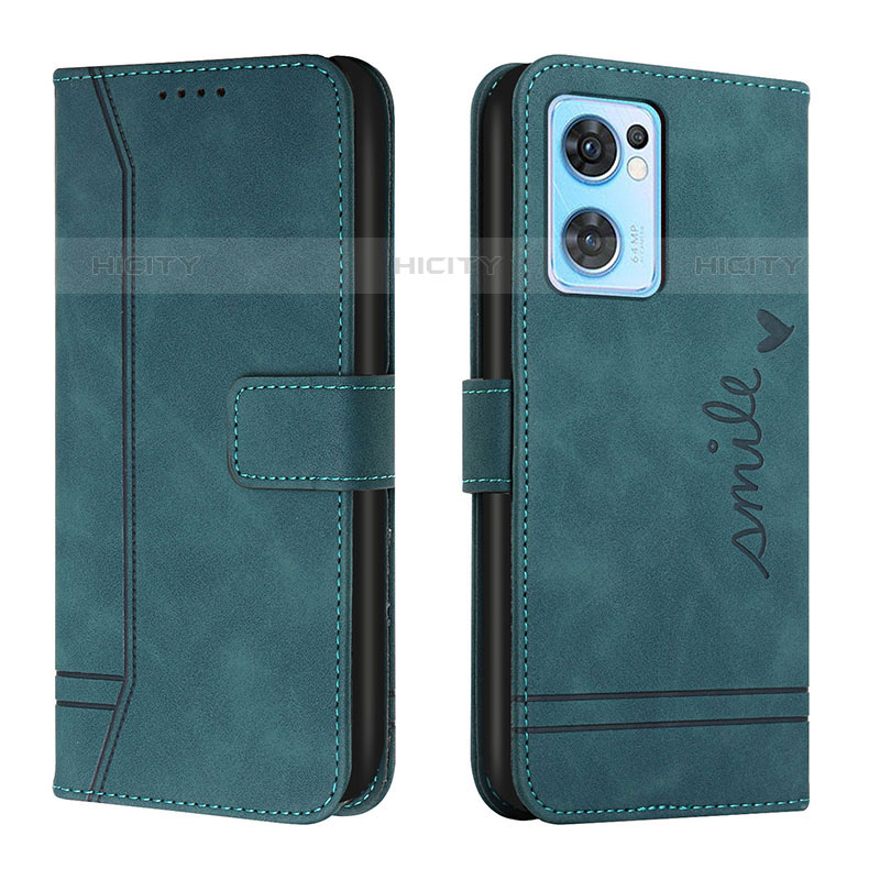 Coque Portefeuille Livre Cuir Etui Clapet H01X pour Oppo Reno7 5G Vert Plus